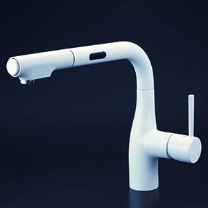 KVK シングルシャワー付混合栓(センサー付)(eレバー)マットホワイト KM6111ECM4 【欠品中】