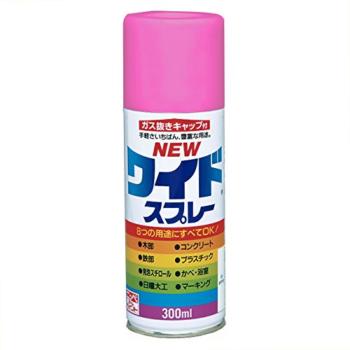 300ml ピンク ニッペ ペンキ スプレー ニューワイドスプレー 300ml ピンク 油性 つやあり 屋内外 日本製 4976124280818