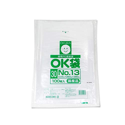 ＃３０ 大倉工業 OK規格袋#30 No.13 0.03×260×380 100枚入