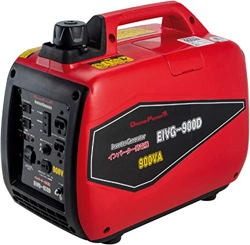 EIVG-900D [ナカトミ] インバーター発電機 定格出力0.9kVA 正弦波 50Hz/60Hz切替可能 PSE認証有 エコモード搭載 ガソリン発電 コンパクト 非常用電源 防災備蓄 屋外 現場作業 軽量 アウトドア EIVG-900D