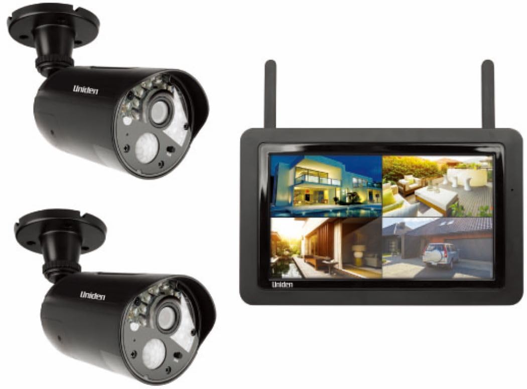 Uniden ユニデン ガーディアン ワイヤレスセキュリティカメラ・モニターセット IP65[カメラ×2・モニター×1セット] UDR7011 黒 【欠品中】