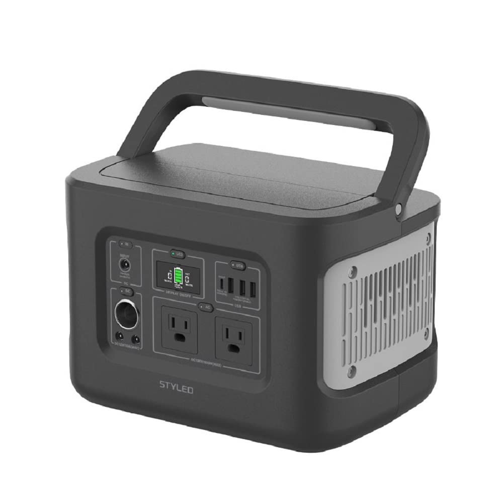 STYLED ポータブル電源 大容量 622Wh 172800mAh AC出力600W (ピークパワー1000W) Type-C搭載 (PD100W) LEDライト 純正弦波 非常用電源 キャンプ アウトドア 防災 緊急 車中泊 【欠品中】