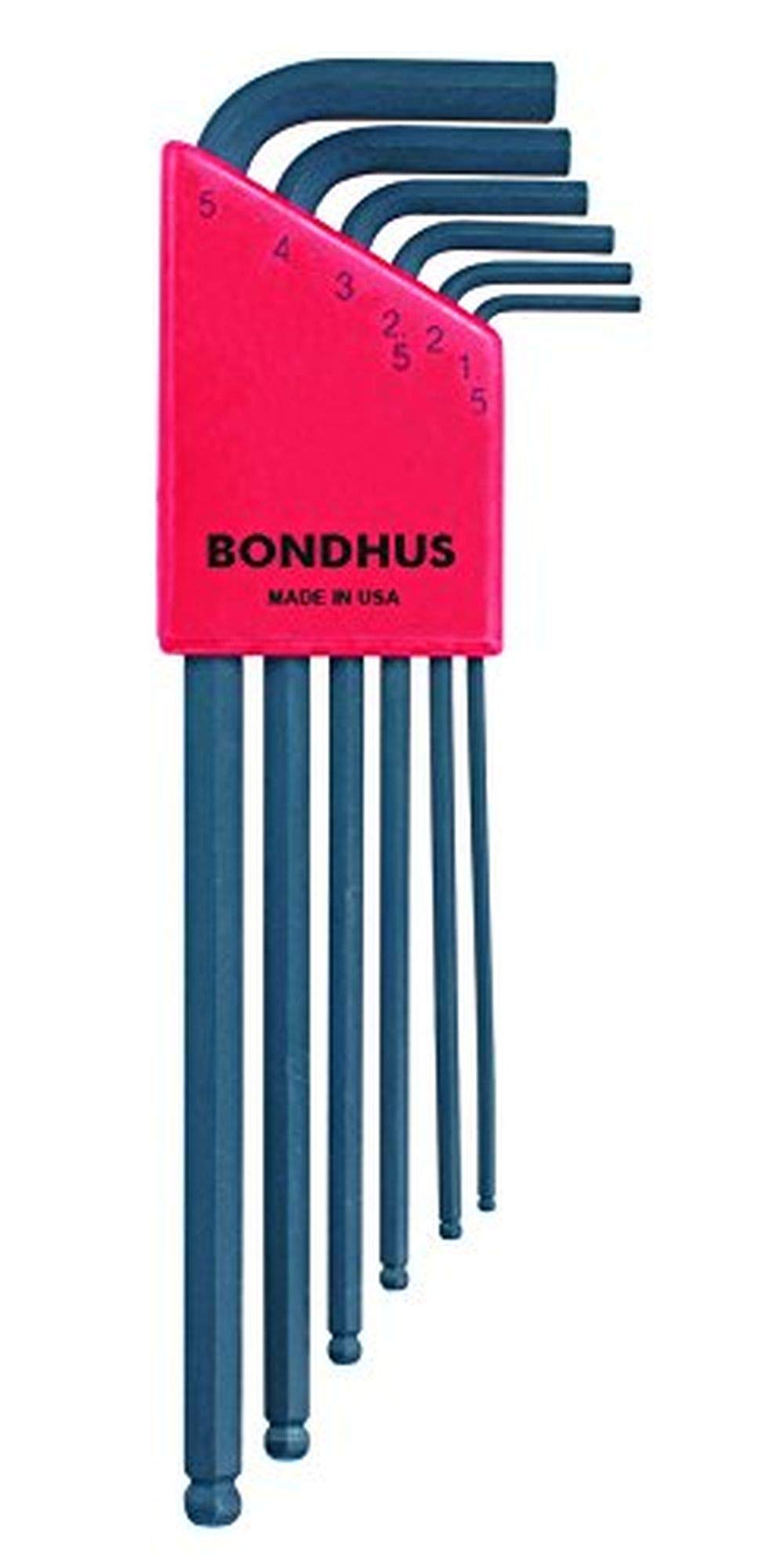 10946 【国内正規品】BONDHUS(ボンダス) 六角ボールポイント・L-レンチ ロングセット 黒染め加工 6本組 (1.5、2、2.5、3、4、5mm) BLX6M No.10946