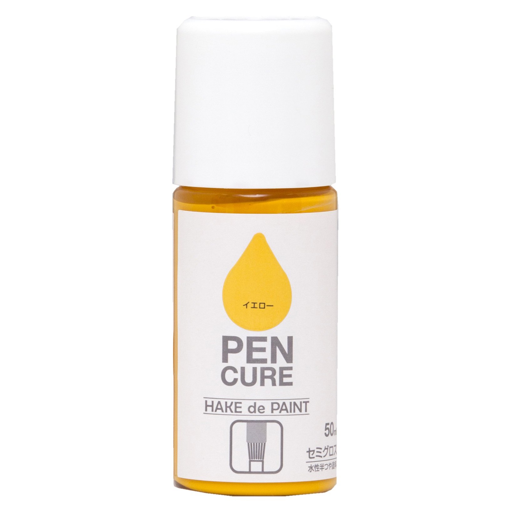 nh-pencure-hake-ye ニッペ ペンキ 塗料 ペンキュア HAKE de PAINT セミグロス 50ml イエロー 水性 つやあり 屋内外 日本製 4976124352669