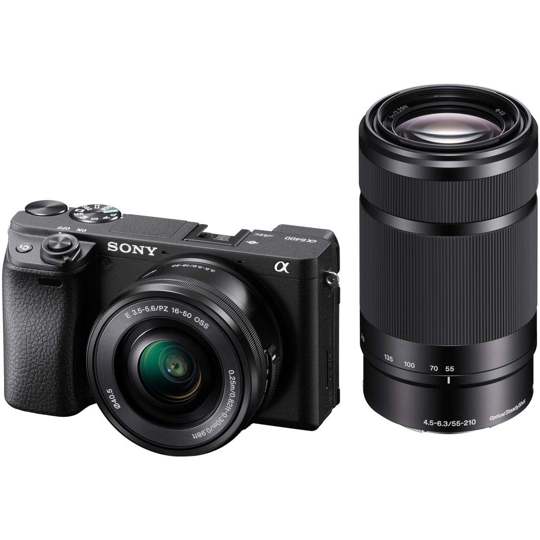 SONYソニー APS-C ミラーレス一眼カメラ α6400 ダブルズームレンズキット同梱レンズ:SELP1650+SEL55210 ブラック ILCE-6400Y B
