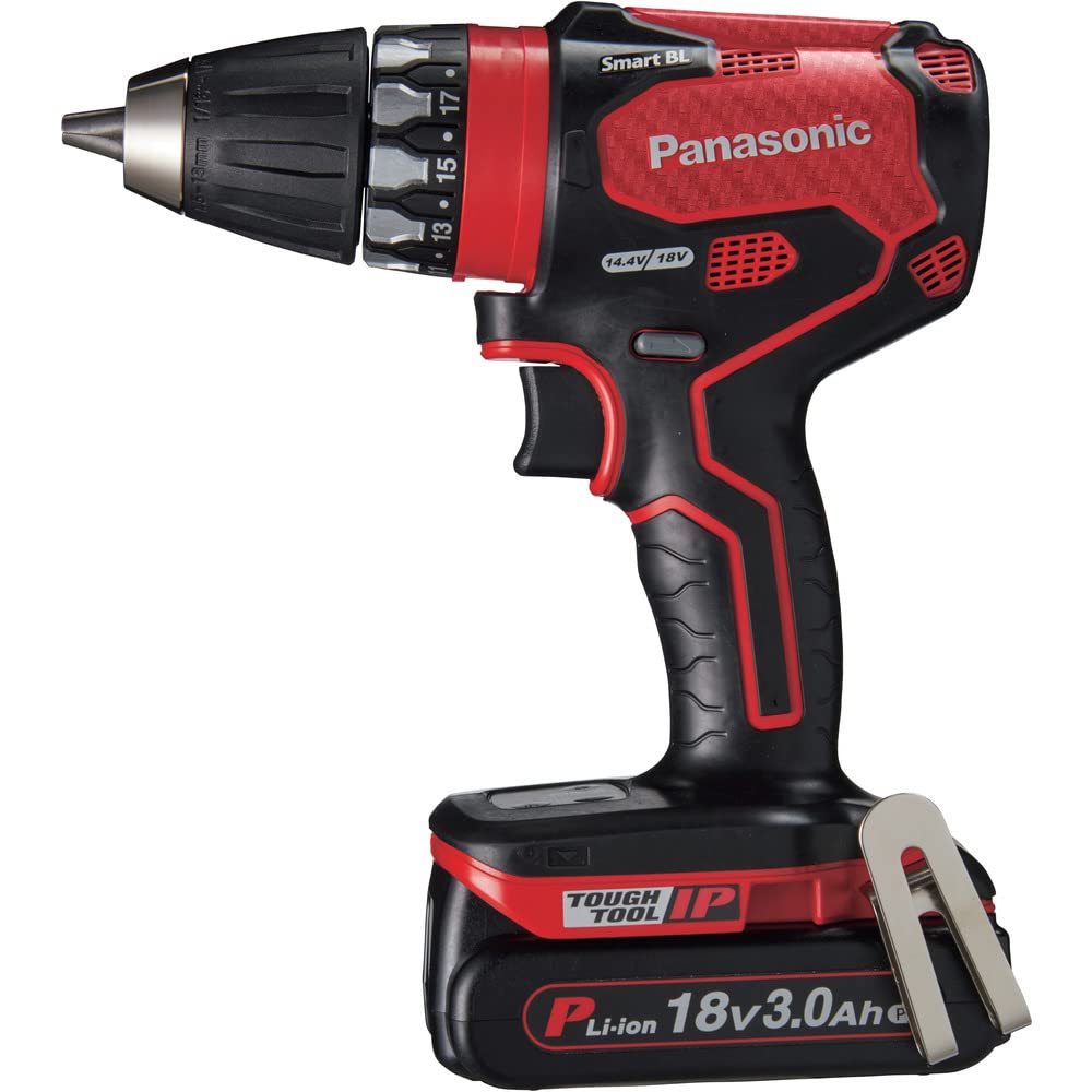 パナソニック 充電ドリルドライバー 18V 3.0Ah電池パック×2個/充電器/ケース付 デュアル (14.4V/18V対応) タップモード搭載 IP56 EZ74A3PN2G-R レッド 【欠品中】
