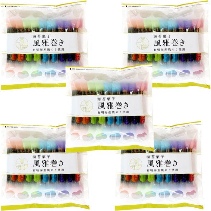 【5袋まとめて購入】海苔菓子 風雅巻きお試し １5本ミックスパック×５袋