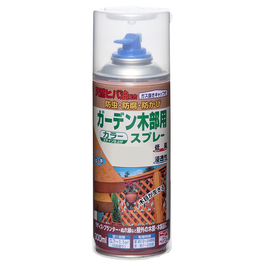 300ml チーク ニッペ ペンキ スプレー ガーデン木部用スプレー 300ml チーク 油性 屋外 防腐 日本製 4976124290312