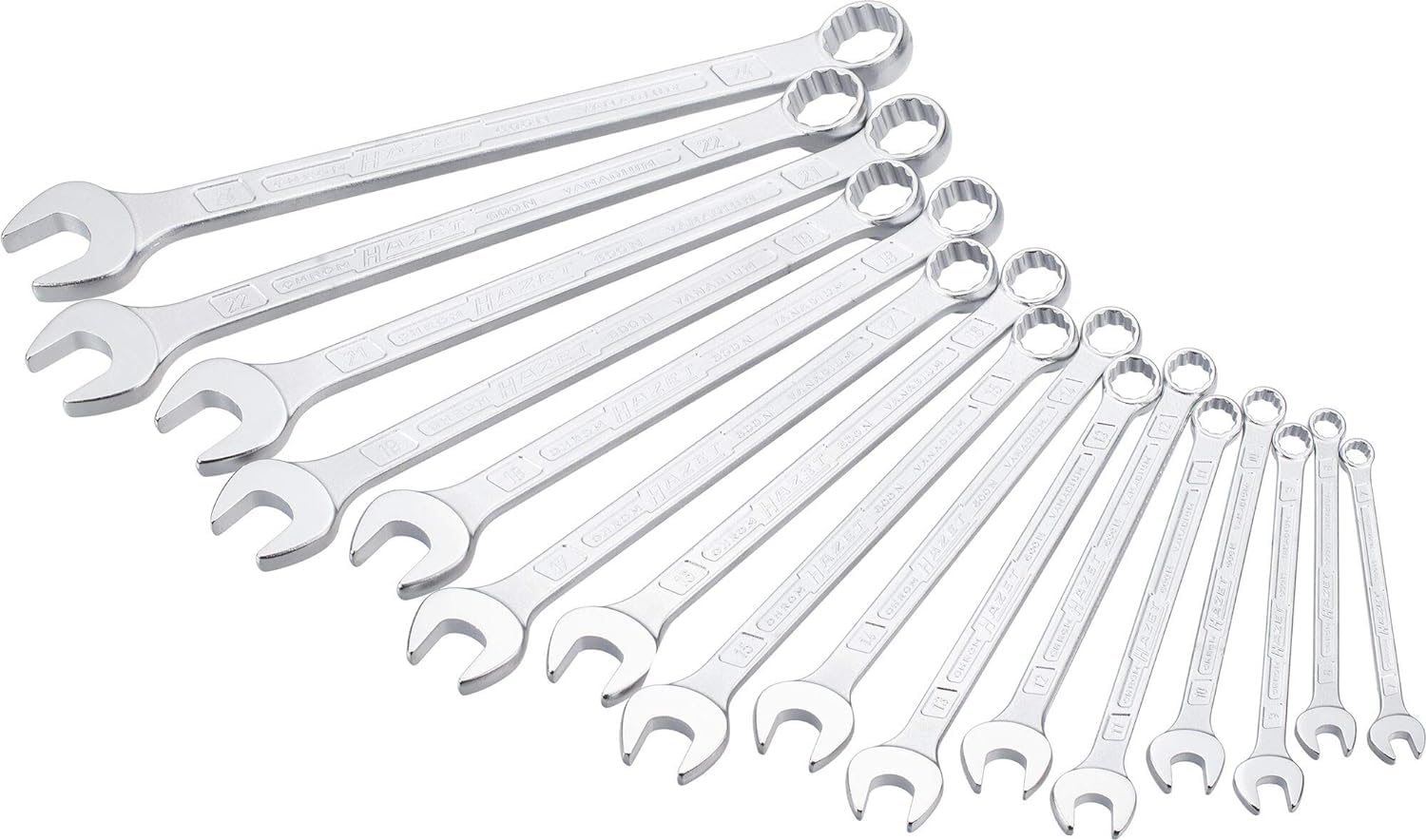 ハゼット(HAZET) コンビネーションスパナセット 16ツール 出力:外部二重六角 フラット幅:7~24mm 頑丈なダブルTプロファイル付きスリムリング・スパナ・シャフト 【日本正規輸入品】 600SPC/16 【欠品中】