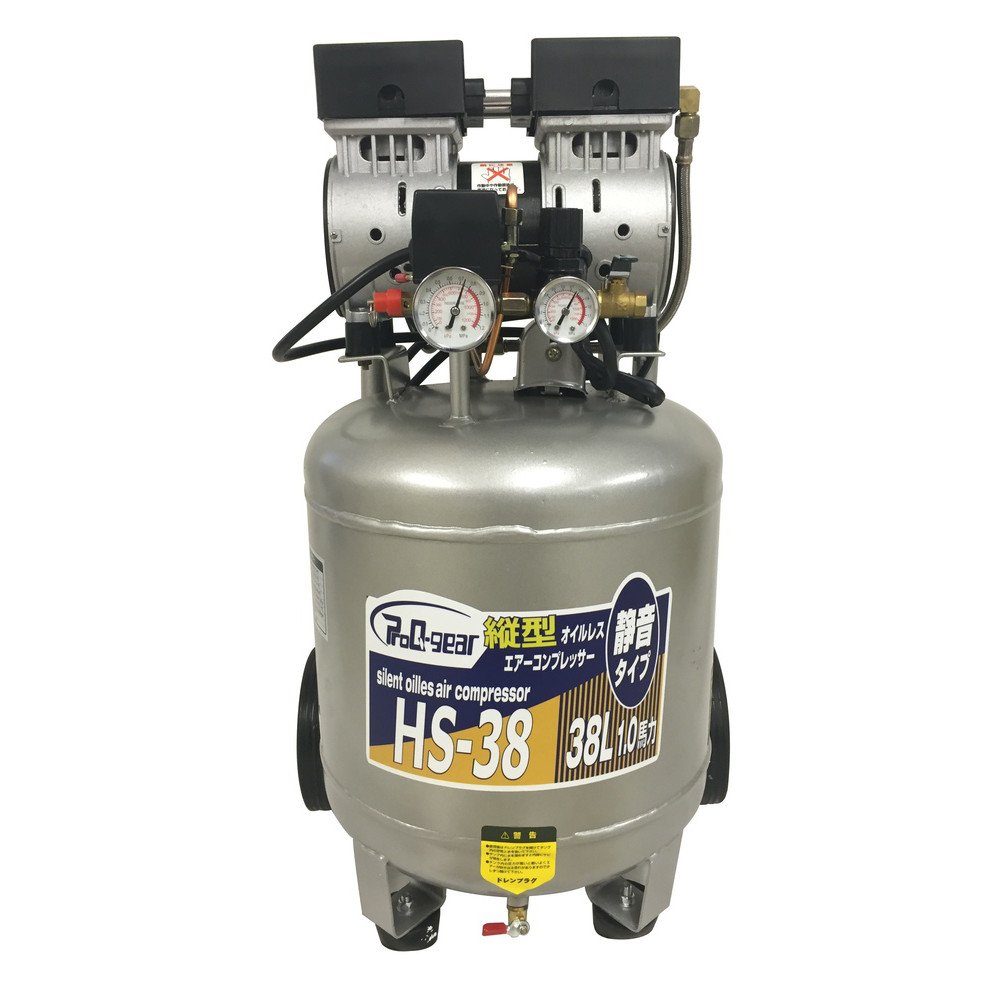 SHINSEI シンセイ 静音オイルレス縦型コンプレッサー 38L HS-38 【欠品中】
