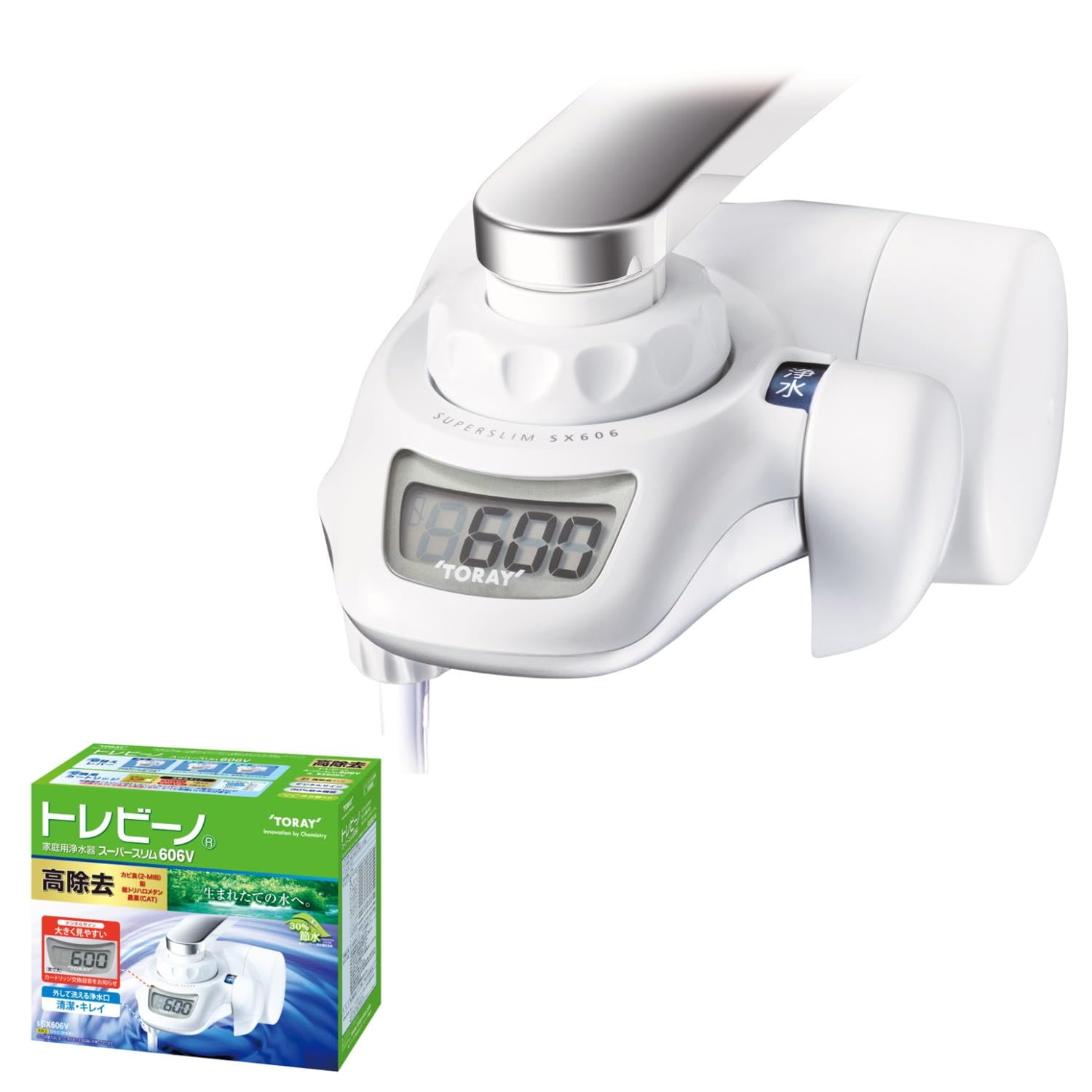 東レ トレビーノ 浄水器 蛇口 直結型 スーパーシリーズ スリム カートリッジ1個付き [本体SX606V] ホワイト 【欠品中】