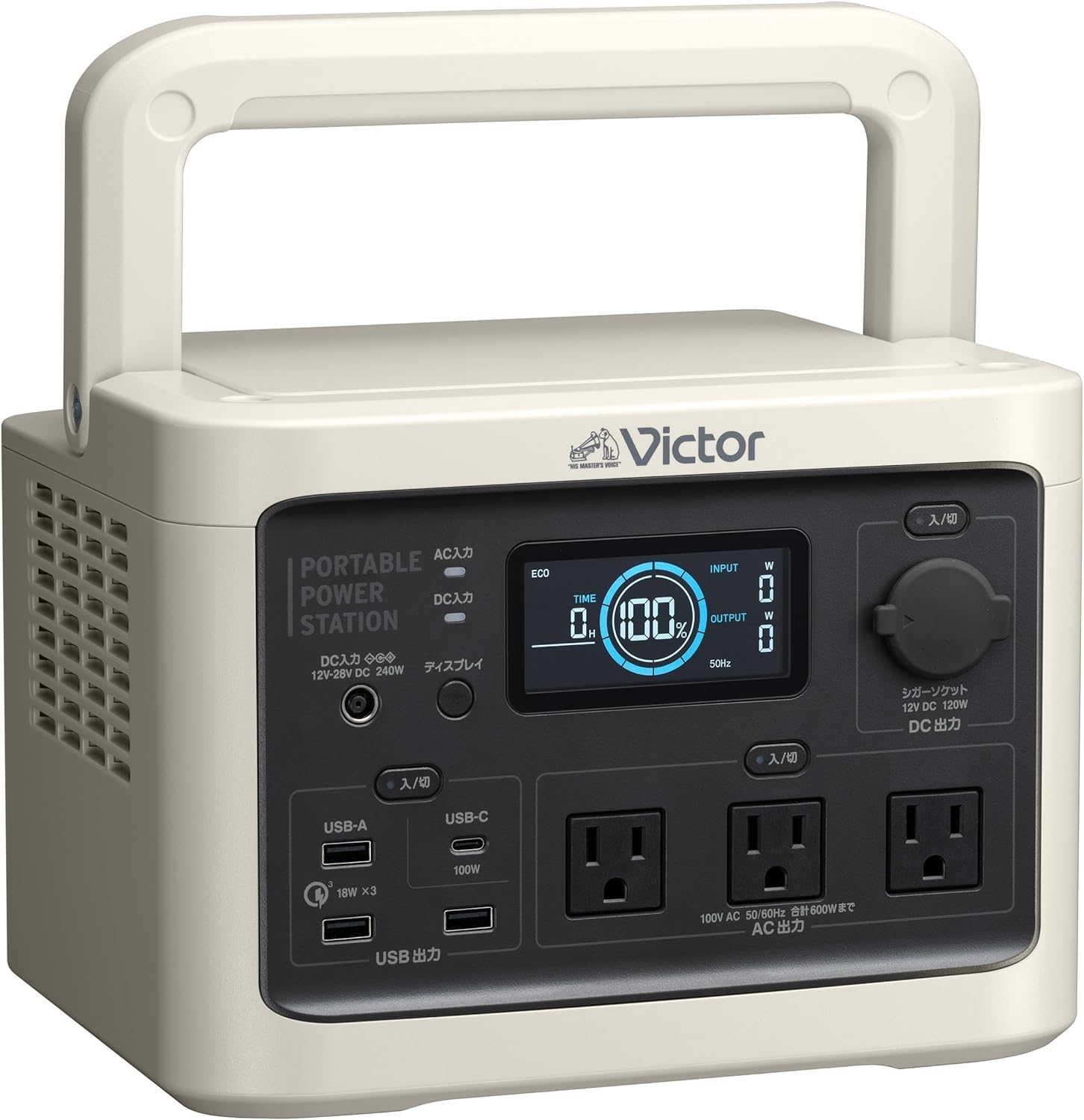 JVCケンウッド Victor BN-RF510-CA ポータブル電源 リン酸鉄 AC出力 600W 容量 512Wh 国内メーカー品質 家庭用 長寿命 ポータブルバッテリー 防災 アウトドア キャンプ 正弦波 ホワイト 【欠品中】