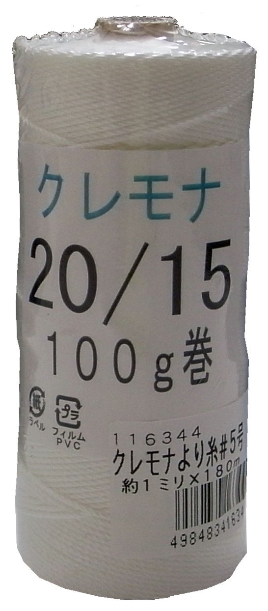 1.0mmX180m まつうら工業 クレモナ製 より糸 5号 太さ約1.0mm 長さ180m (#20X15本 100g巻)