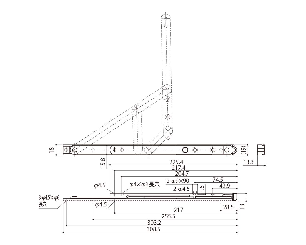 SD-12-2 中西産業 開窓 6バーヒンジ (縦スベリ出し窓用) SD-12-2