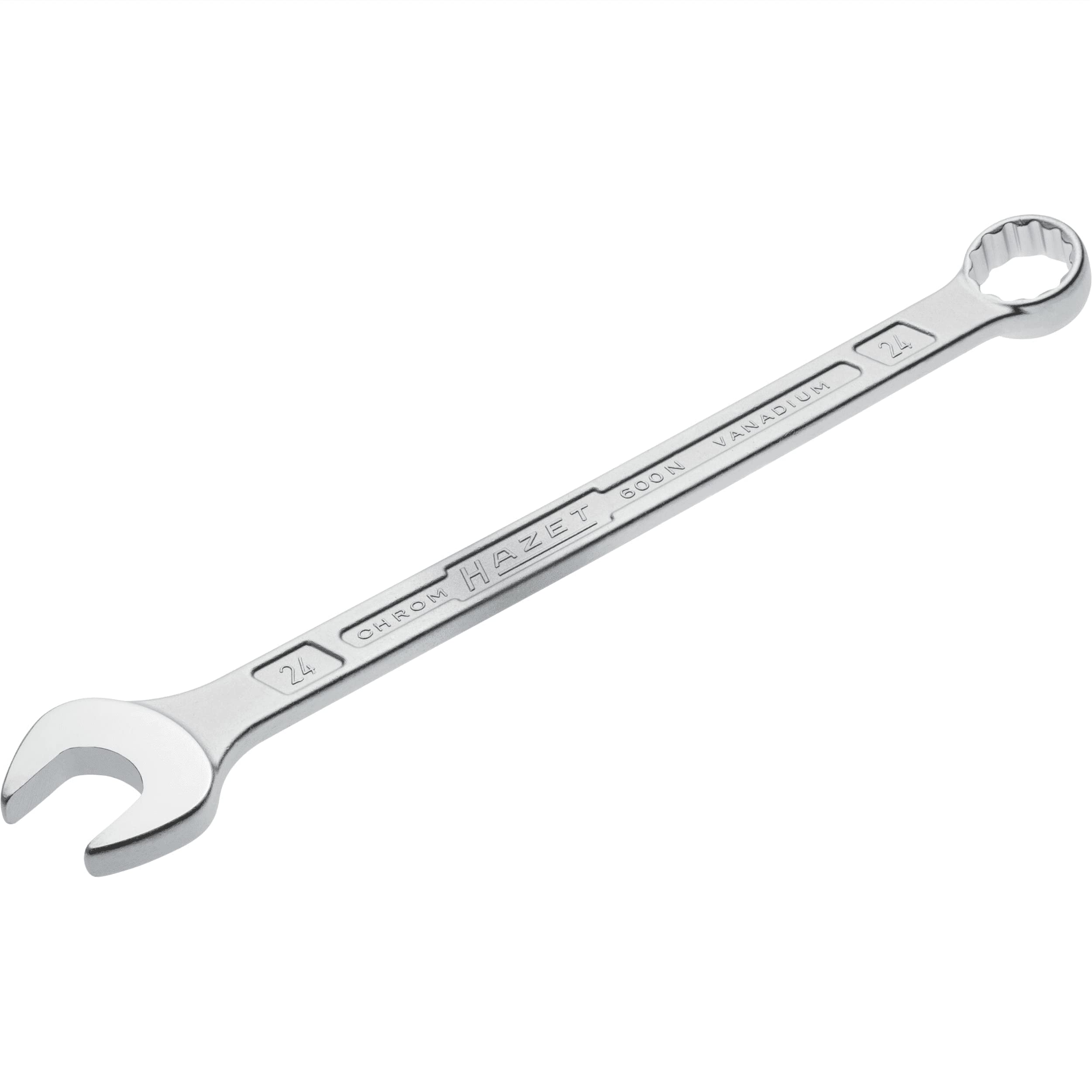 600N-24 HAZET(ハゼット) コンビネーションスパナ クロームメッキ|コンビネーションスパナヘッド角度15°|出力:外径二重六角 シャフト:頑丈なダブルTプロファイル フラット幅:24mm 【日本正規輸入品】 600N-24
