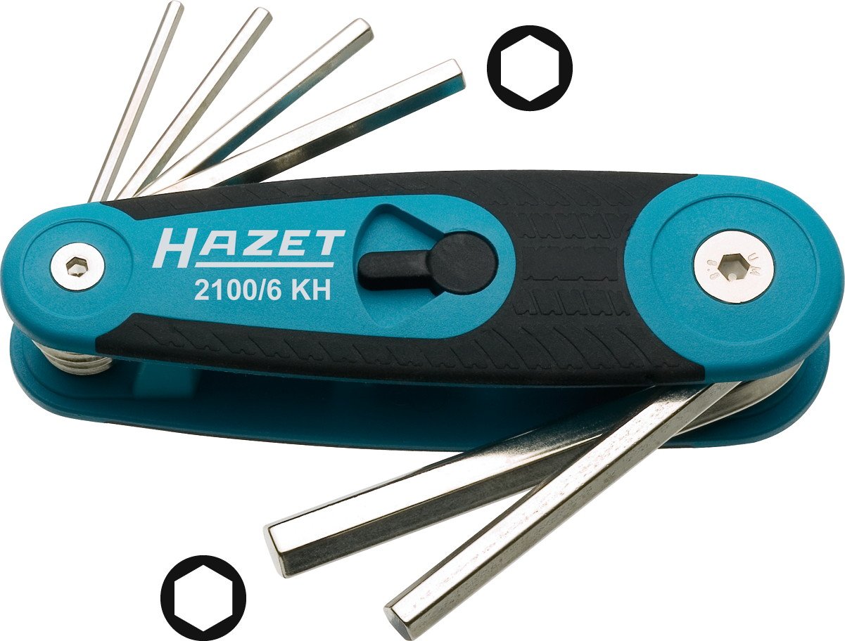 2100/6KH HAZET(ハゼット) 折り畳み式六角レンチセット シルバー/ブラック 六角ソケットプロファイル 6ピース スパナサイズ:2.5/3/4/5/6/8mm コンパクトで持ち運びが簡単 【日本正規輸入品】 2100/6Kh