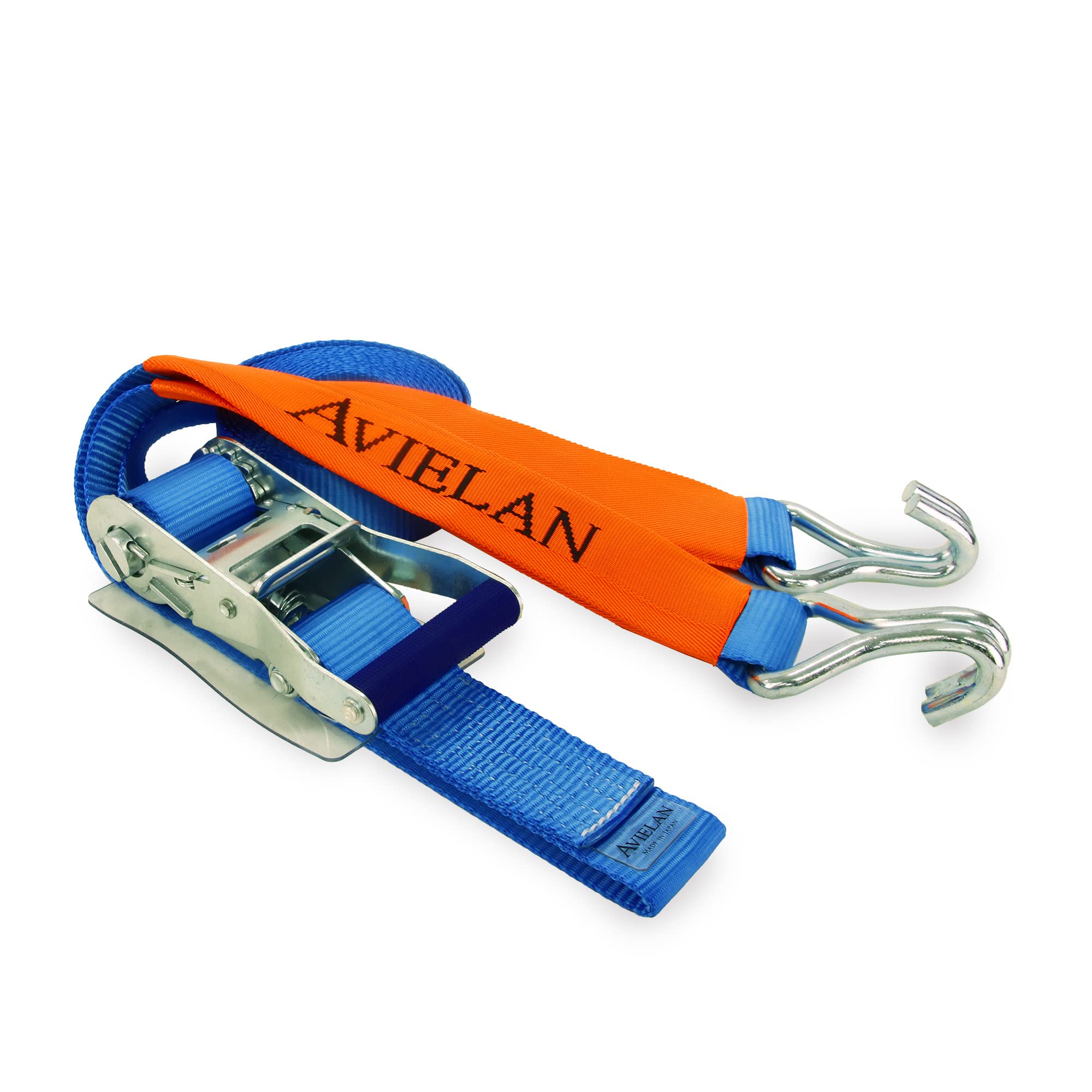 アヴィエラン(AVIELAN) ラッシングベルト 50mm幅 Jフック 巻取 5m 固定 1.0m ブルー 【欠品中】
