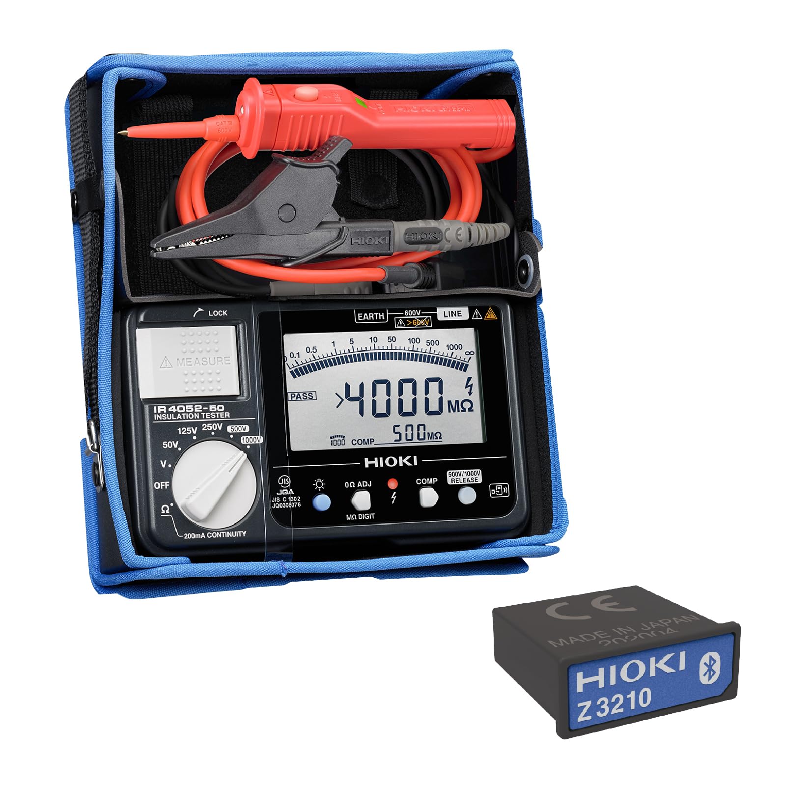 HIOKI (日置電機) IR4052-91 絶縁抵抗計ワイヤレスセット メガー テスター Bluetooth通信 日本製 JIS認証 デジタル 5レンジ 50V 125V 250V 500V 1000V 【欠品中】
