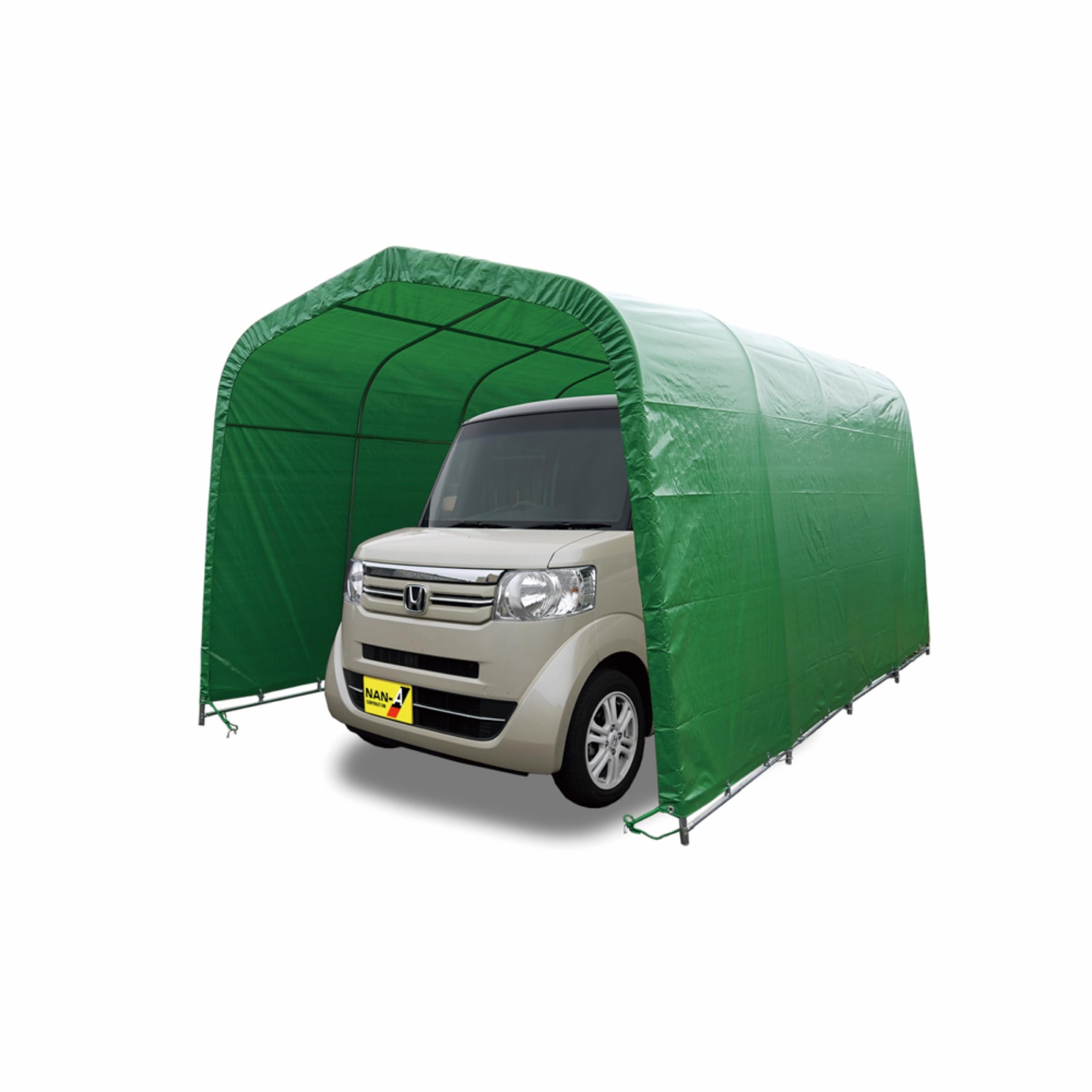 南榮工業(Nan-a Corporation) パイプ車庫 2740U MG 軽自動車用 本体一式 埋込式 モスグリーン 間口2.7×高さ2.3×奥行4.0m ガレージ バイク 車 車庫 エクステリア 【欠品中】