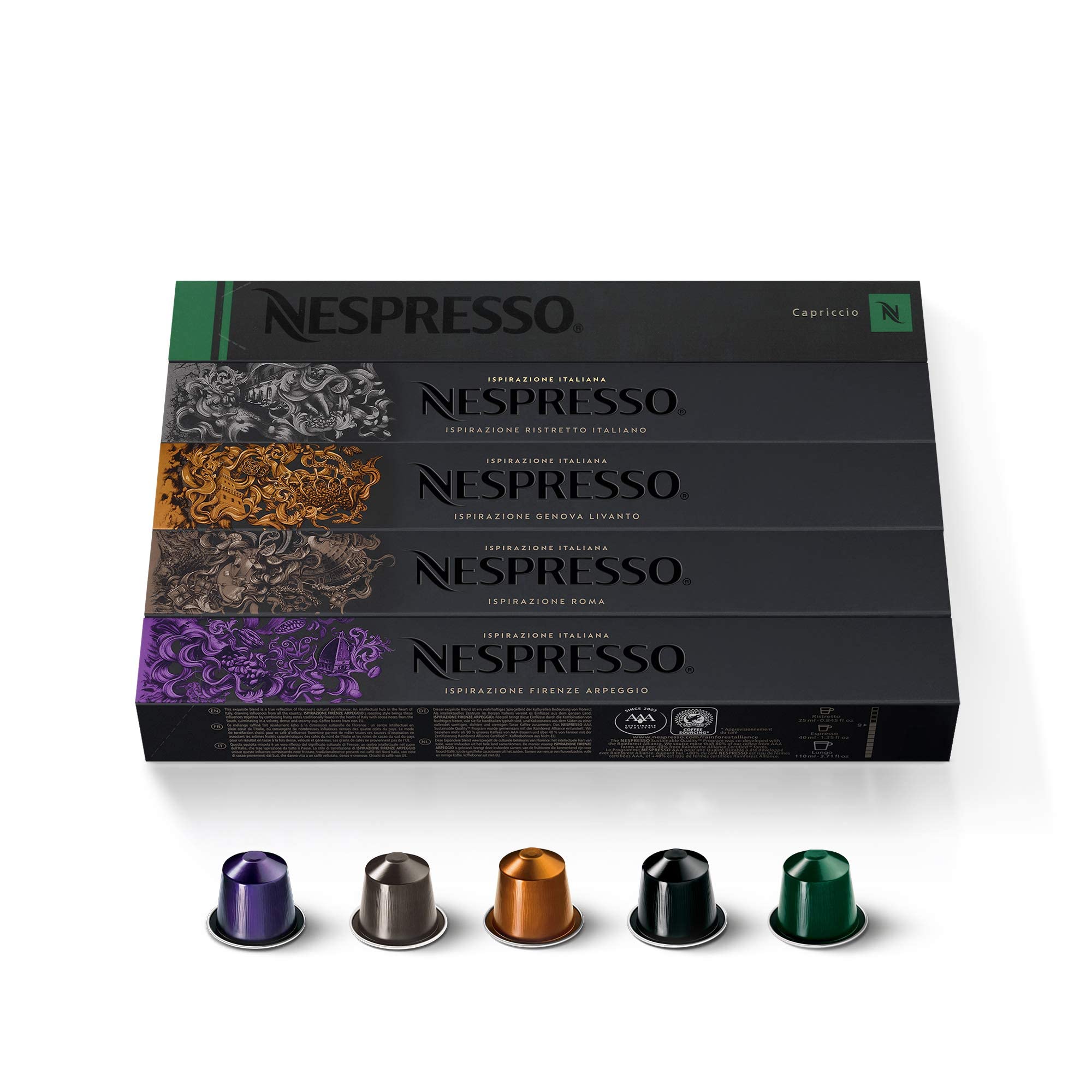 NESPRESSO ネスプレッソコーヒーRoma, Arpeggio, Capriccio, Livanto, Ristretto 5セット10個×5=50個 並行輸入品