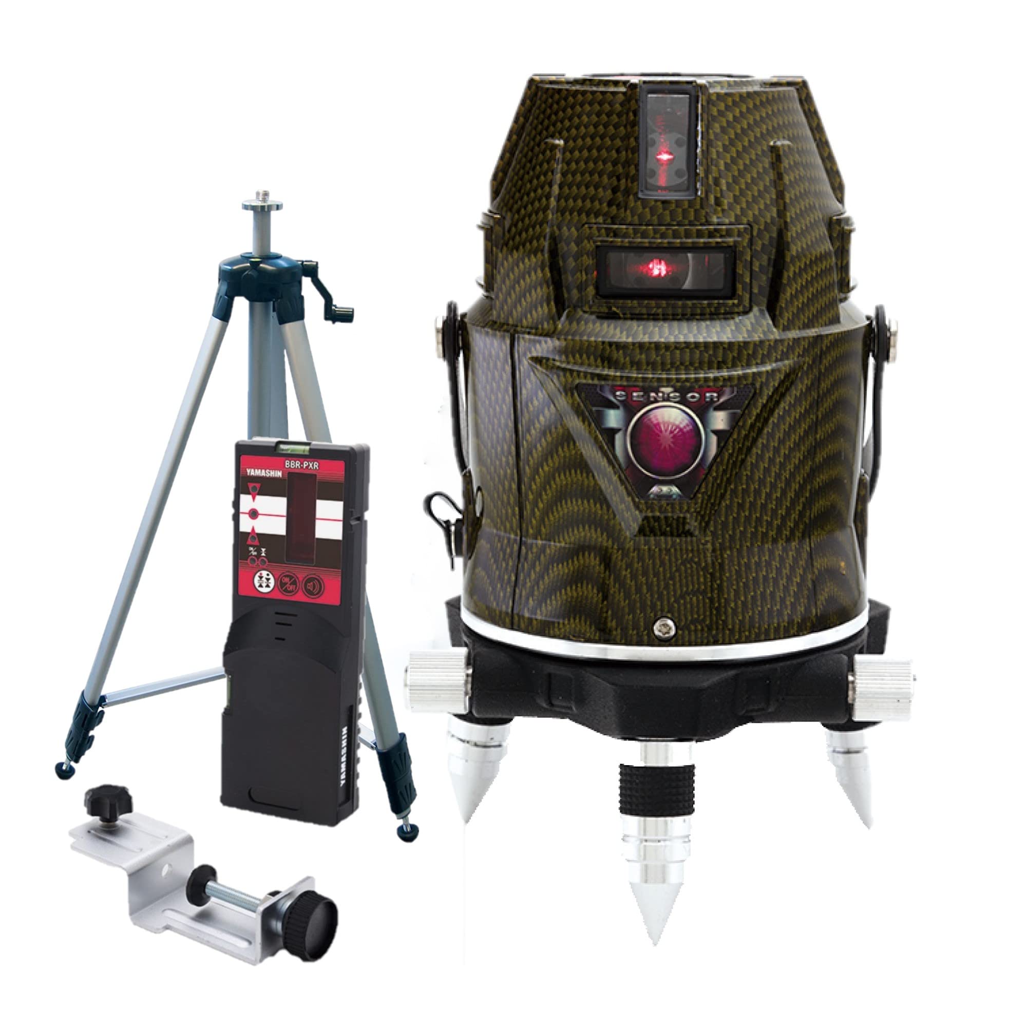 ワイズゴッド(Y's GOD The pride of a professional.) フェニックスセンサーレーザー墨出し器 (本体+受光器+三脚)フルセットタイプ PXR-9s-W (垂直4・水平4・地墨照射) 高輝度レッドレーザー 【欠品中】