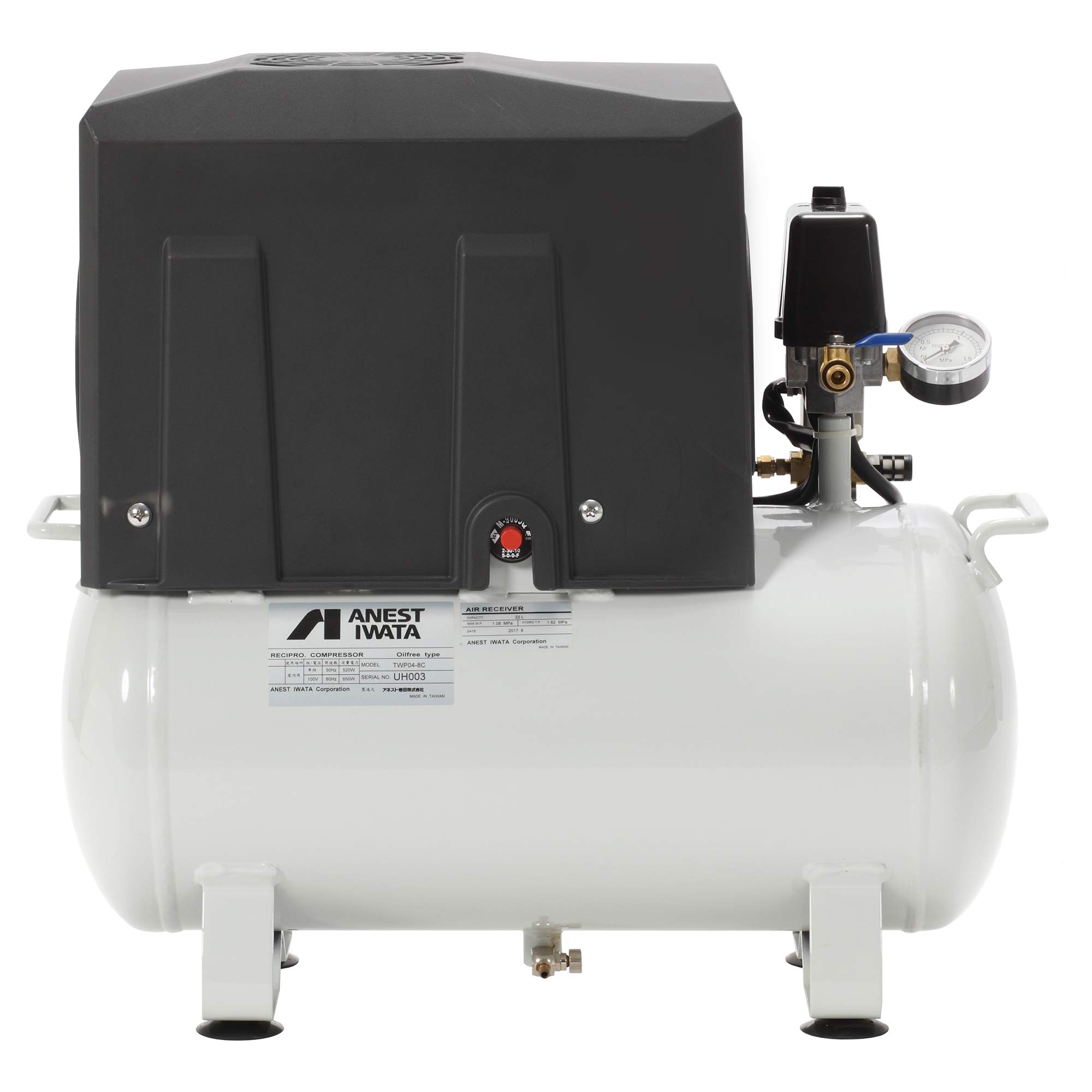 アネスト岩田 レシプロコンプレッサ TWPシリーズ タンクマウントタイプ/オイルフリー 0.2kW 三相200V TWP02-8M 【欠品中】