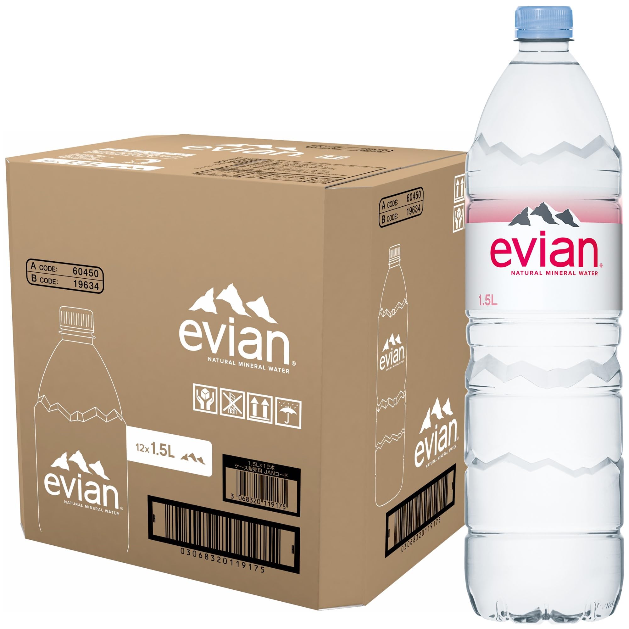 Evianエビアン 伊藤園 evian 硬水 ミネラルウォーター ペットボトル 1.5L×12本 [正規輸入品]