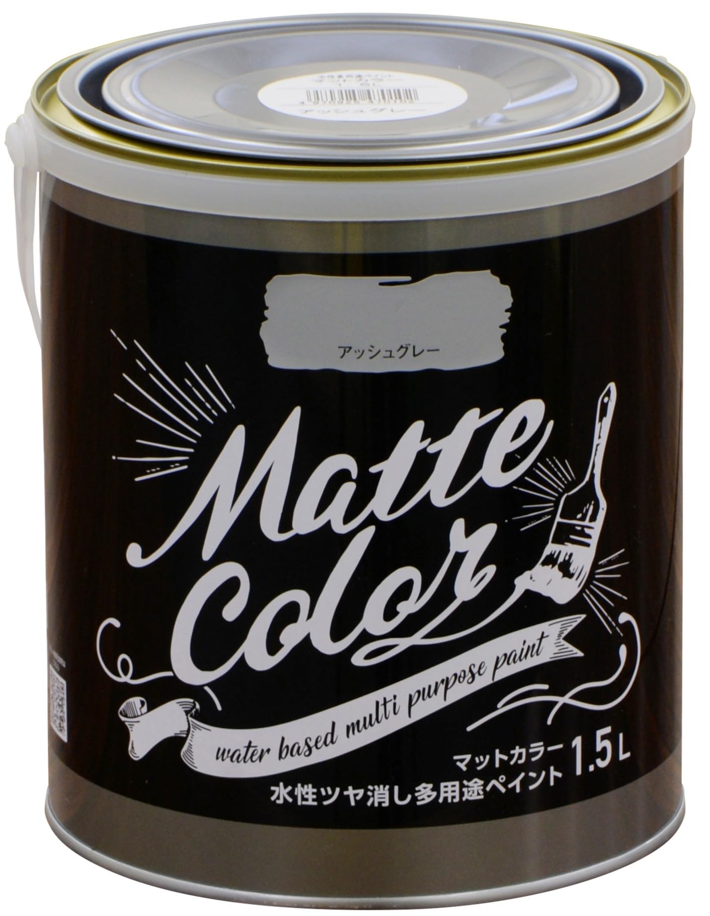 1.5L アサヒペン 塗料 ペンキ 水性多用途ペイント マットカラー 1.5L アッシュグレー 水性 多用途 艶消し マット調に仕上がる 1回塗り 低臭 抗菌 防カビ 防藻 壁紙 シックハウス対策品 日本製