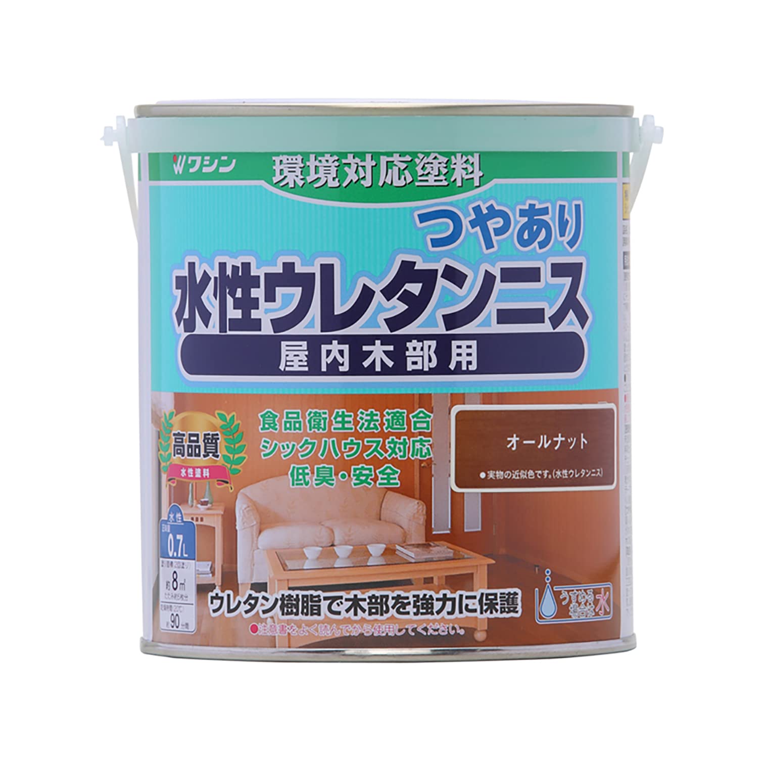 4965405115321 和信ペイント 水性ウレタンニス オールナット 0.7L 屋内木部用 ウレタン樹脂配合 低臭・速乾