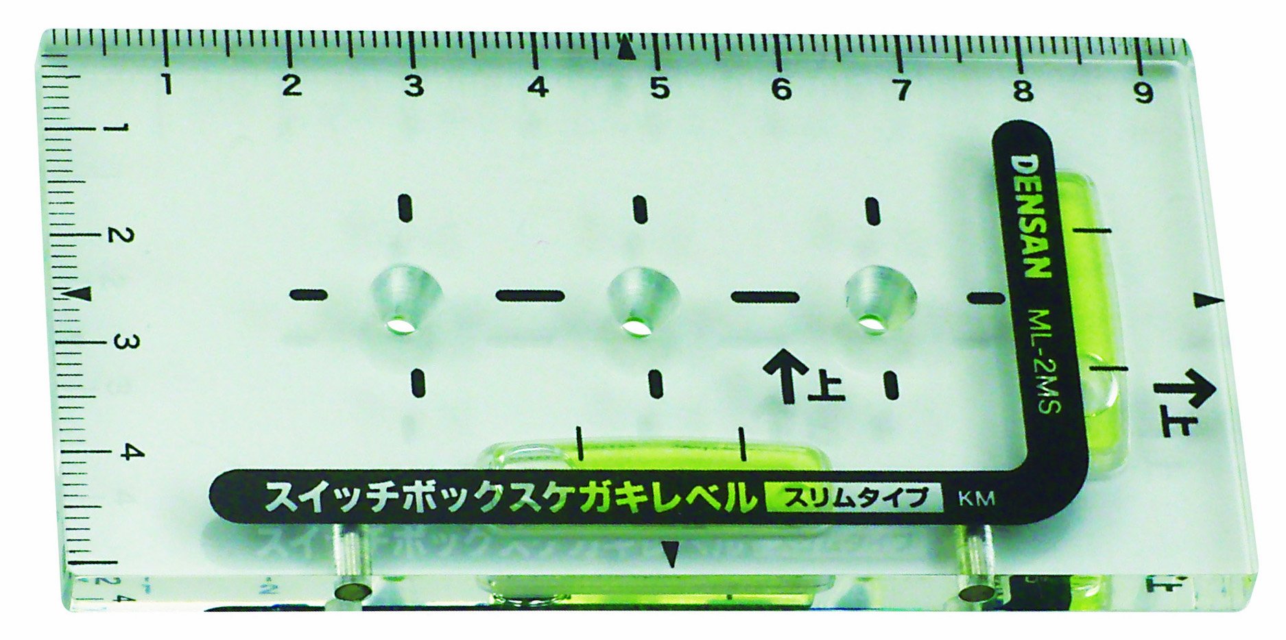 ML-2MS デンサン スイッチボックスケガキレベル スリムタイプ 磁石付き 透明ボディ ML-2MS