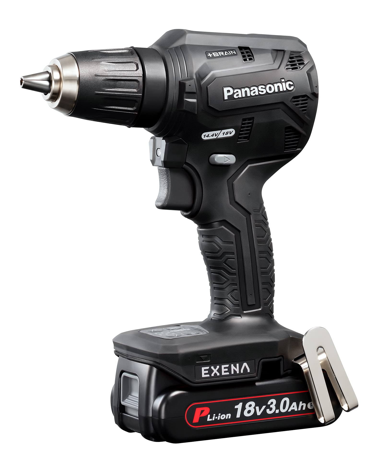 パナソニック 充電ドリルドライバー 18V 3.0Ah電池パック×2個/充電器/収納ケース付 EXENA デュアル (14.4V/18V対応)+BRAIN 電子クラッチ搭載 Pシリーズ EZ1DD1N18D-B ブラック 【欠品中】