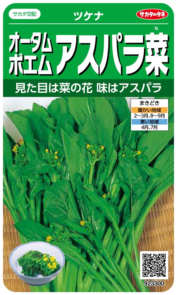 923300 サカタのタネ 実咲野菜3300 オータムポエムアスパラ菜 ツケナ 00923300