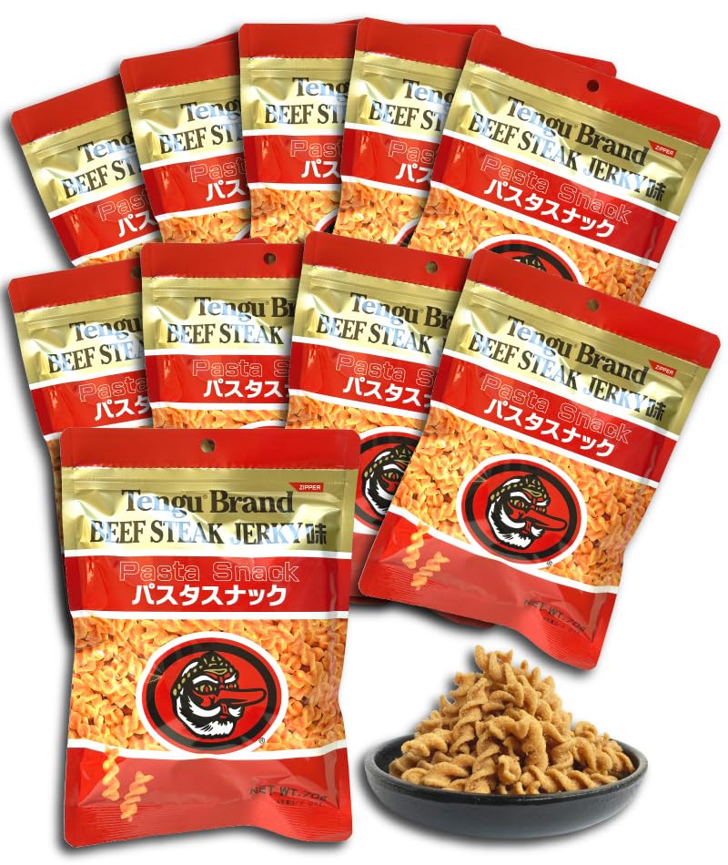 パスタスナック テング 天狗 ビーフジャーキー ビーフステーキジャーキー 味 三州総本舗 三州製菓 Pasta Snack カリカリ食感 お菓子 おつまみ (10袋セット)