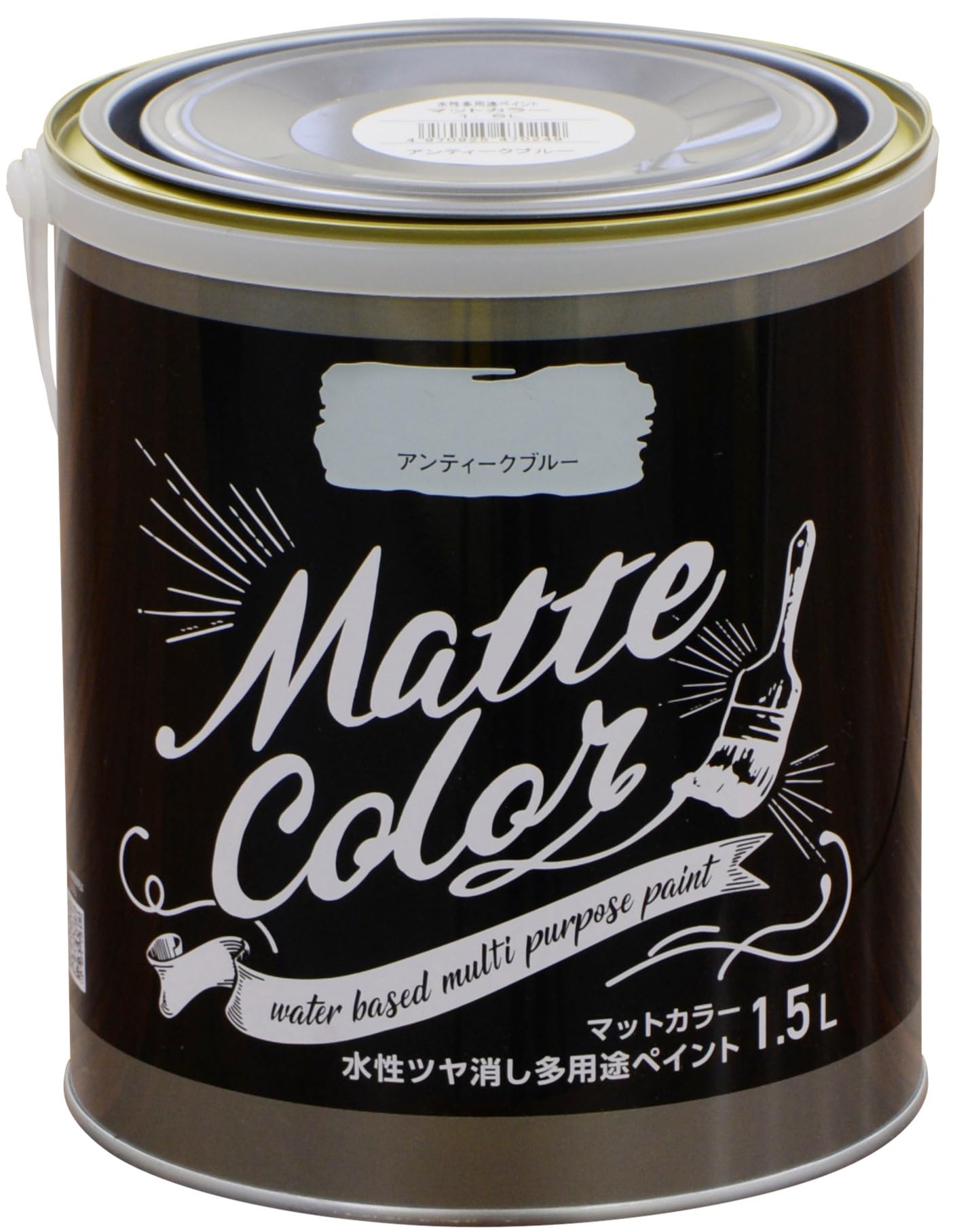 1.5L アサヒペン 塗料 ペンキ 水性多用途ペイント マットカラー 1.5L アンティークブルー 水性 多用途 艶消し マット調に仕上がる 1回塗り 低臭 抗菌 防カビ 防藻 壁紙 シックハウス対策品 日本製