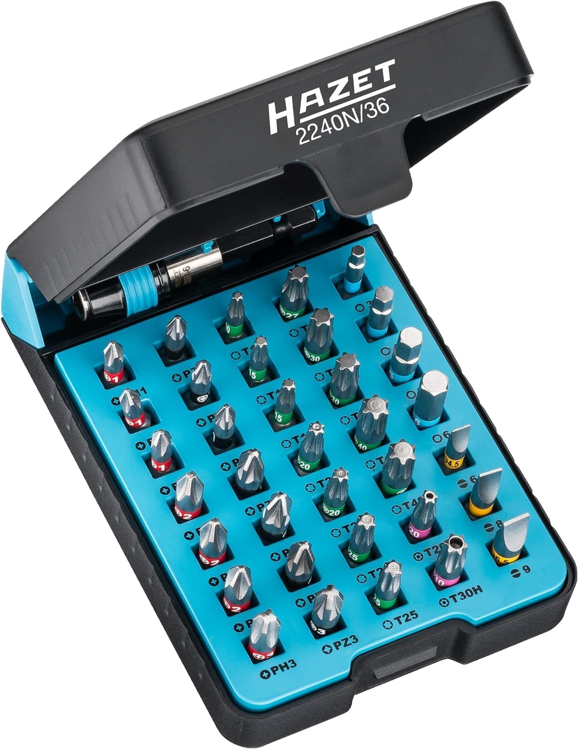2240N/36 HAZET(ハゼット) プロビットセット 36 ピース ツールビットセット 出力 : ポジドライブ プロファイル PZ 六角 6.3 (1/4インチ) 実用的なビットボックス 【日本正規輸入品】 2240N/36