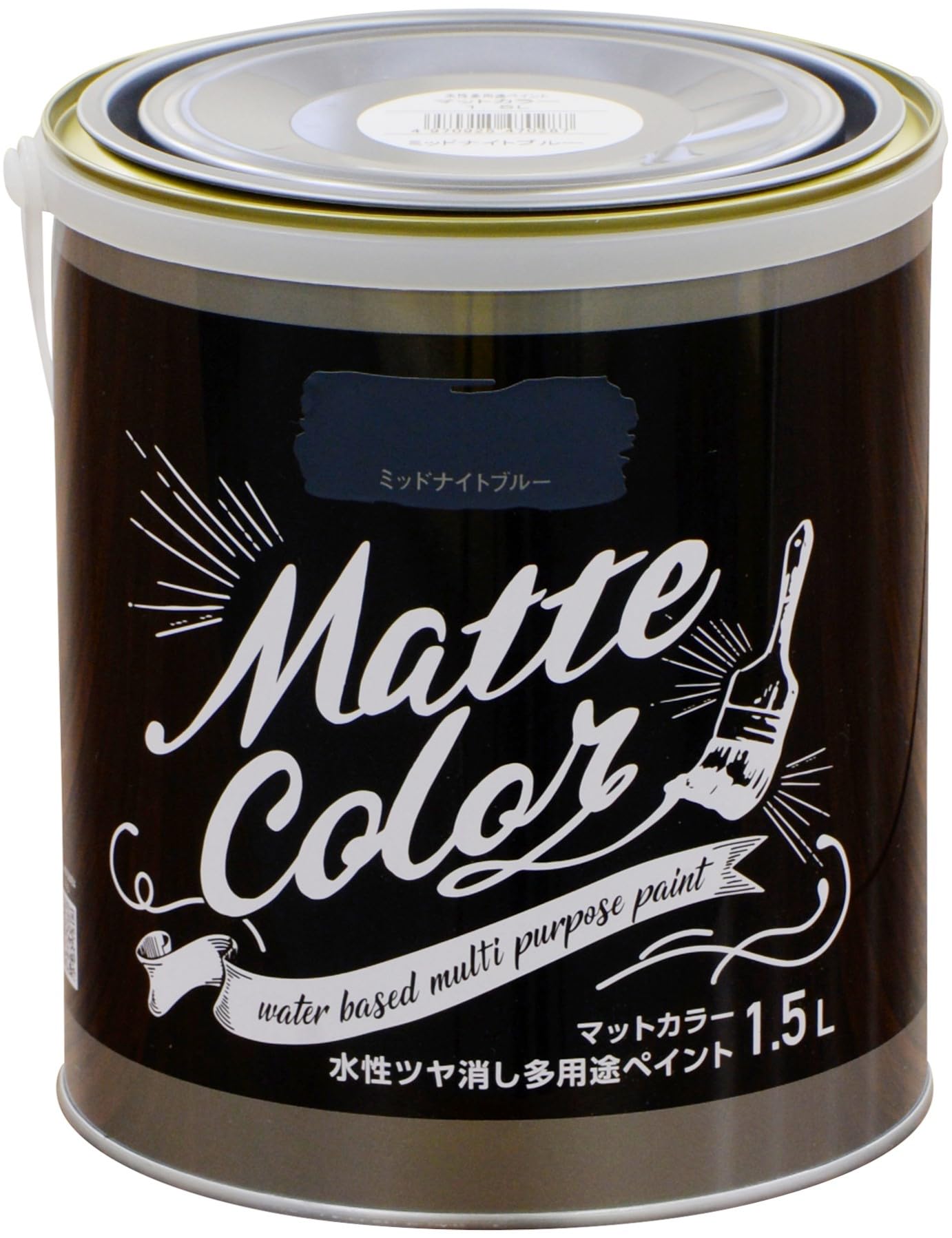 1.5L アサヒペン 塗料 ペンキ 水性多用途ペイント マットカラー 1.5L ミッドナイトブルー 水性 多用途 艶消し マット調に仕上がる 1回塗り 低臭 抗菌 防カビ 防藻 壁紙 シックハウス対策品 日本製
