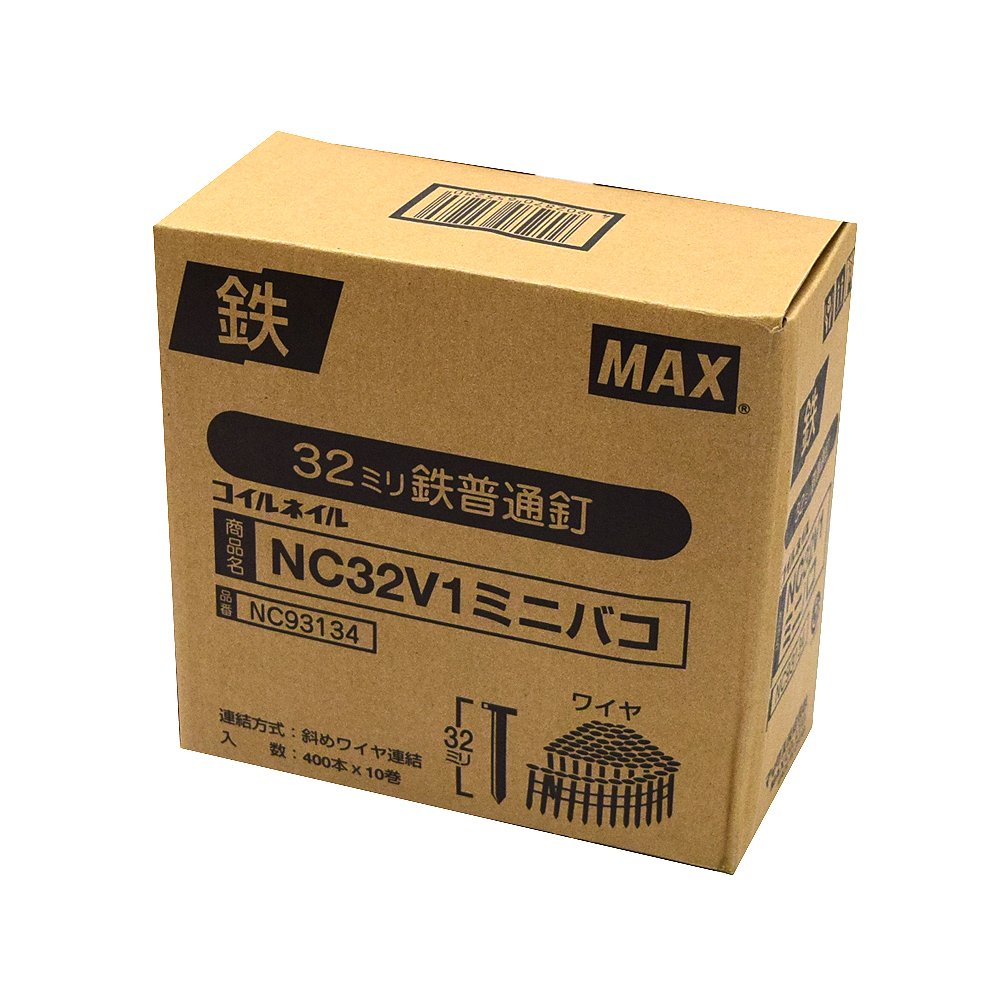 NC32V1ミニバコ マックス(MAX) 山形巻きワイヤ連結鉄釘 10巻入 NC32V1ミニハコ