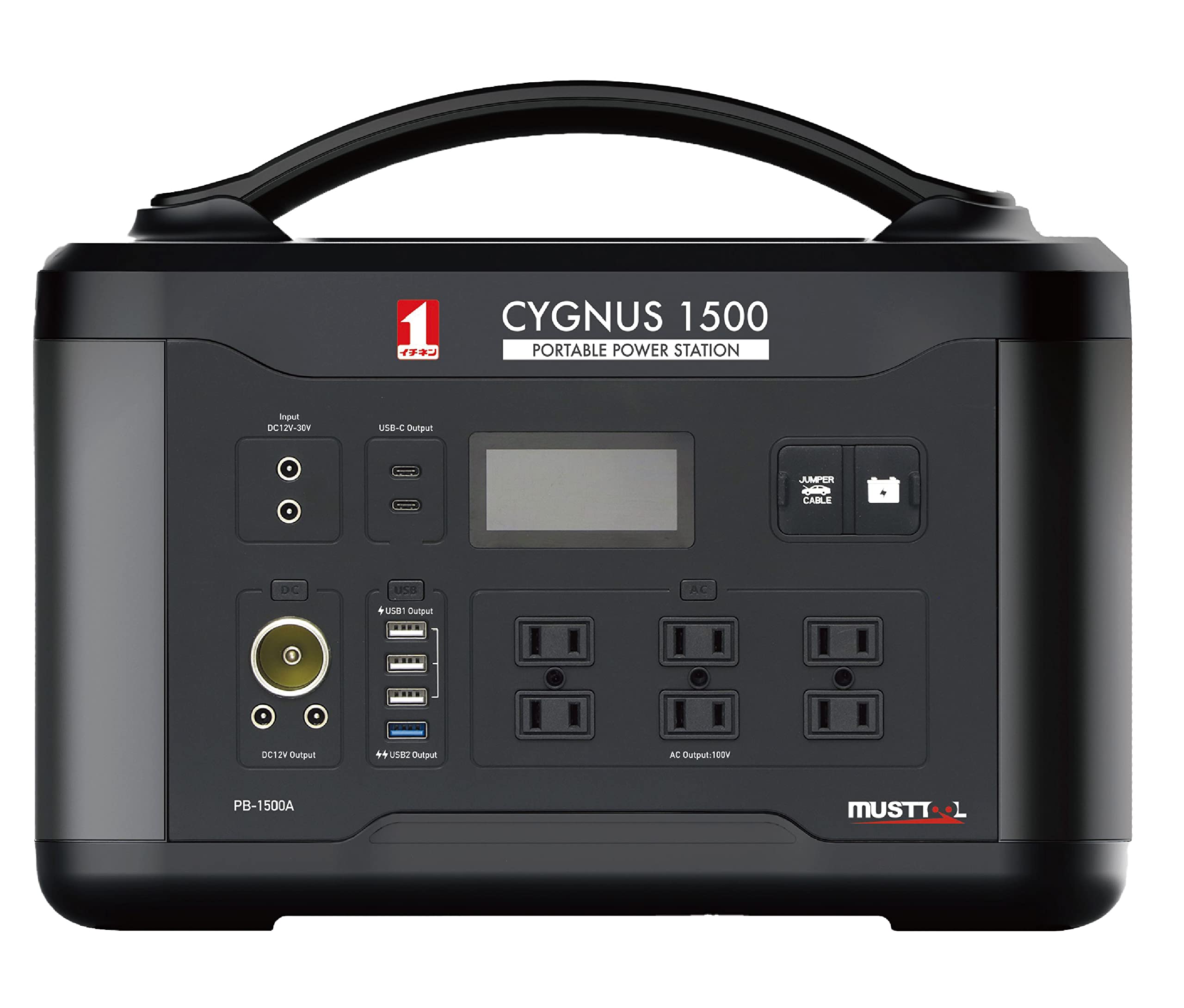 CYGNUS1500 イチネンアクセス ツール事業部 MUST TOOL(マストツール) ポータブル電源 CYGNUS1500 シグナス1500 PB-1500A リン酸鉄リチウムイオン使用 最大出力1500W(瞬間最大3000W) 大容量440000ｍAh/1408Wh キャンプなどのアウトドアや災害時の非常用電源などに最適