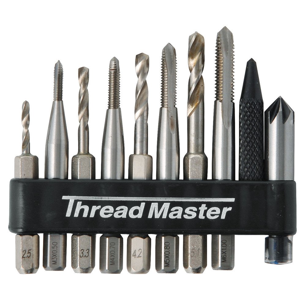 22259 イチネンアクセス ツール事業部 イチネンアクセス Thread Master(スレッドマスター) タップ・ダイス 六角軸ポイントタップ+下穴ドリル 10本組 22259 センターポンチ、面取りカッター付