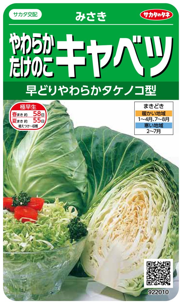 922010 サカタのタネ 実咲野菜2010 やわらかたけのこキャベツ みさき 00922010