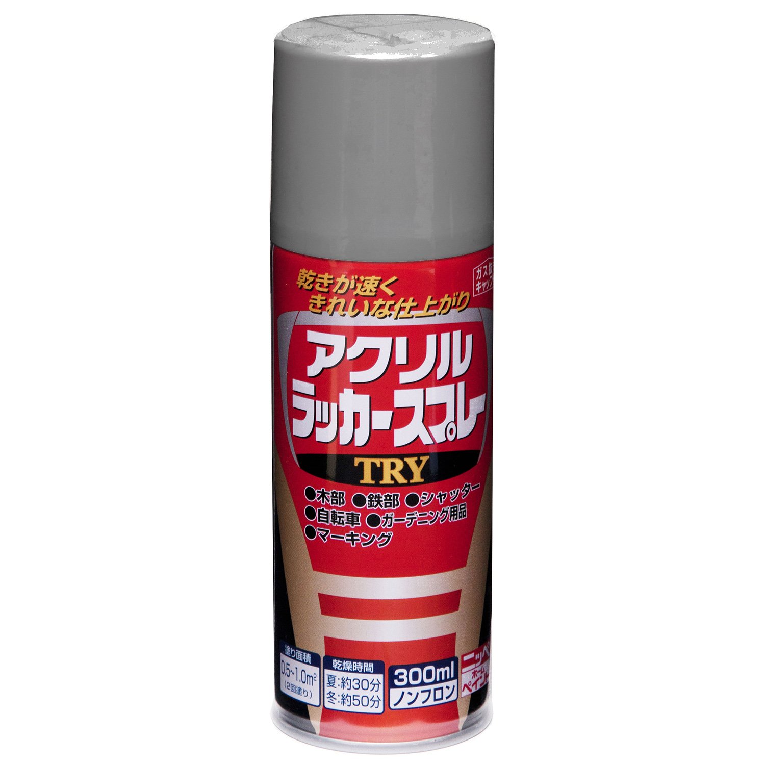 300ml グレー ニッペ ペンキ スプレー アクリルラッカースプレー TRY 300ml グレー ラッカー つやあり 屋外 日本製 4976124253614