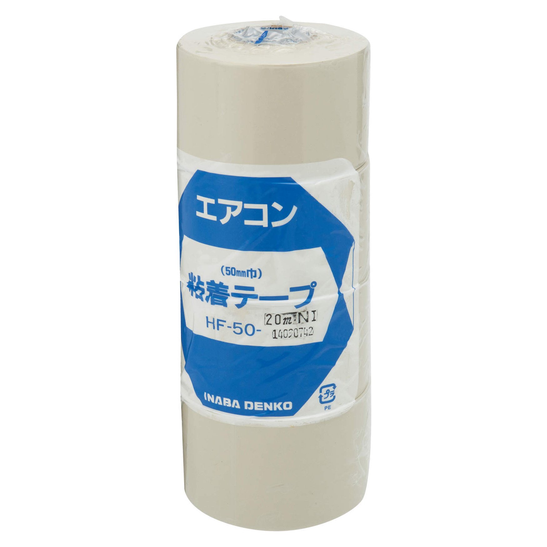 因幡電工 粘着テ-プ 80個 標準厚タイプ 50mm×20m アイボリー HF-50-NI (80) 【欠品中】