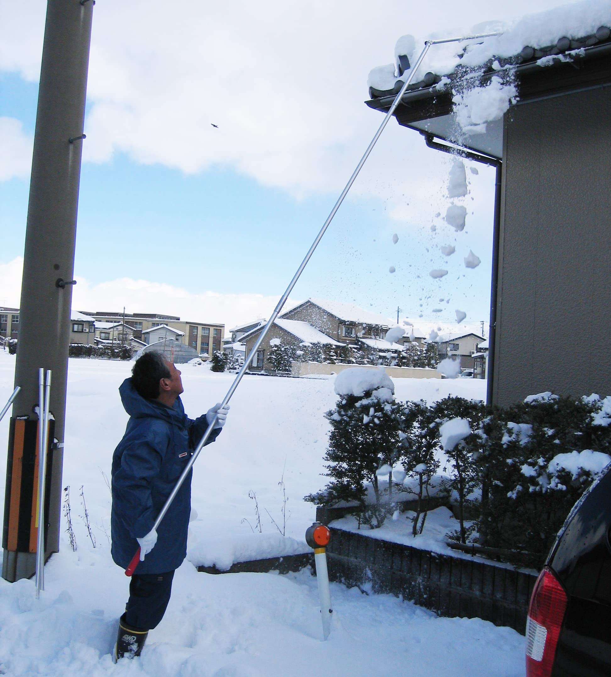 9280013 大竹産業 雪落とし 雪庇落とし つらら落とし 日本製 アルミ 軽量 雪おとし 除雪 雪かき 安全 多機能 4.5メートル 長さ調整可 シルバー