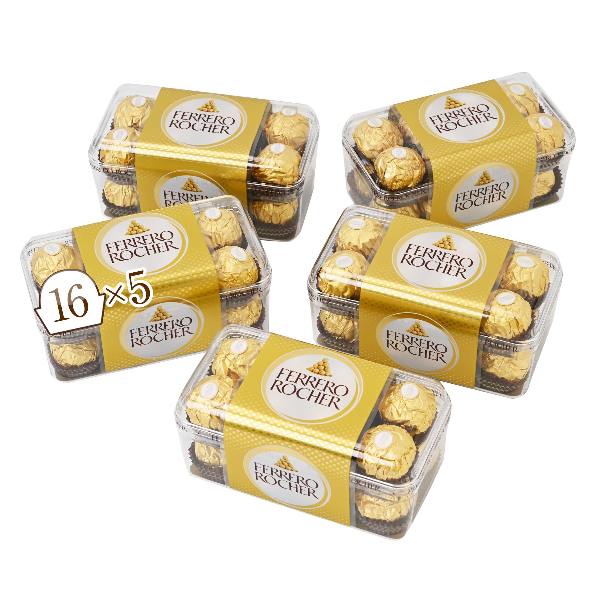 フェレロ ロシェ Ferrero Rocher ヘーゼルナッツミルクチョコレート菓子 ギフト 個包装 手土産 16粒×5個 1000g