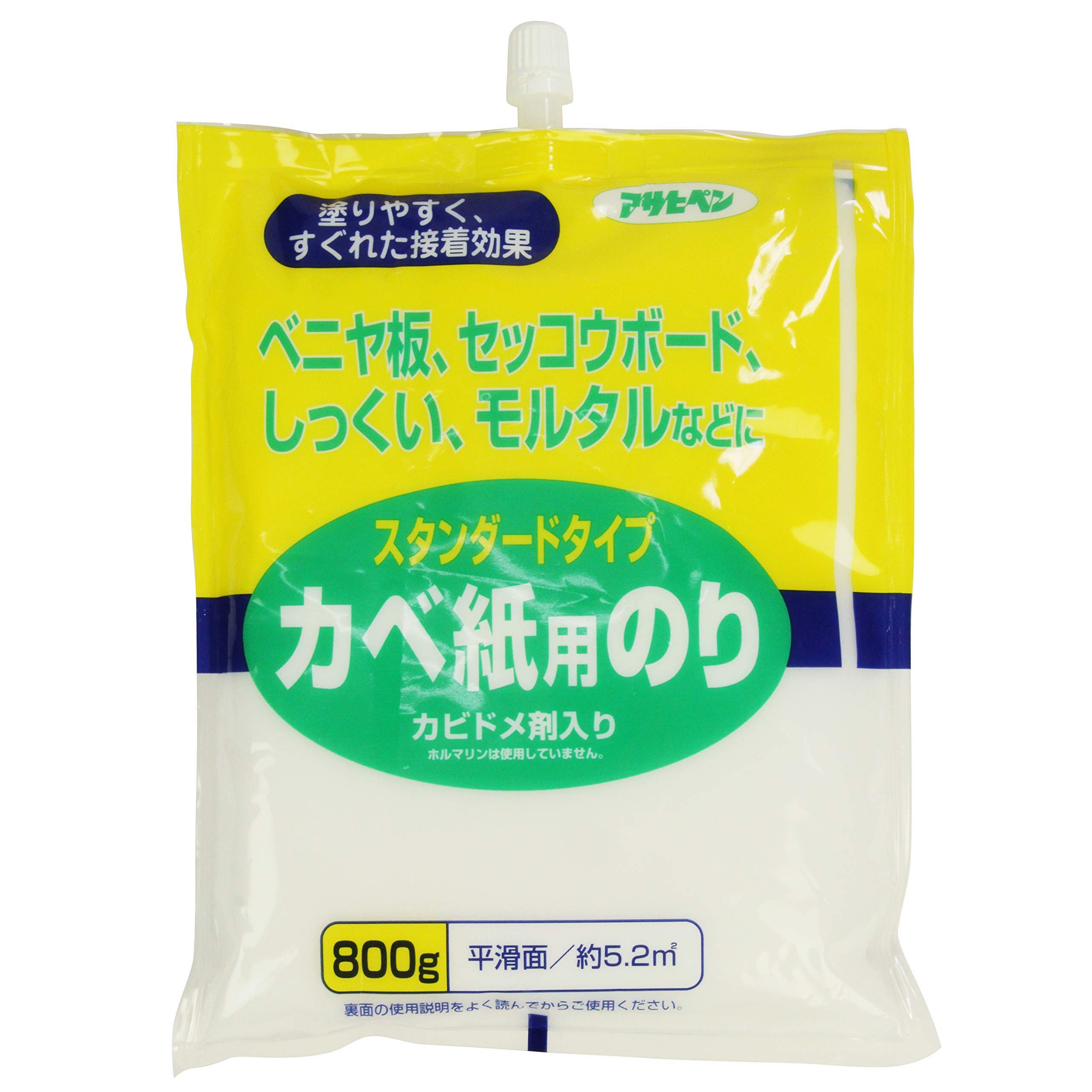 764 800g アサヒペン 壁紙用 スタンダードタイプ カベ紙用のり 800g No.764 水でうすめずそのまま使える カビドメ剤配合 シックハウス対策品 日本製