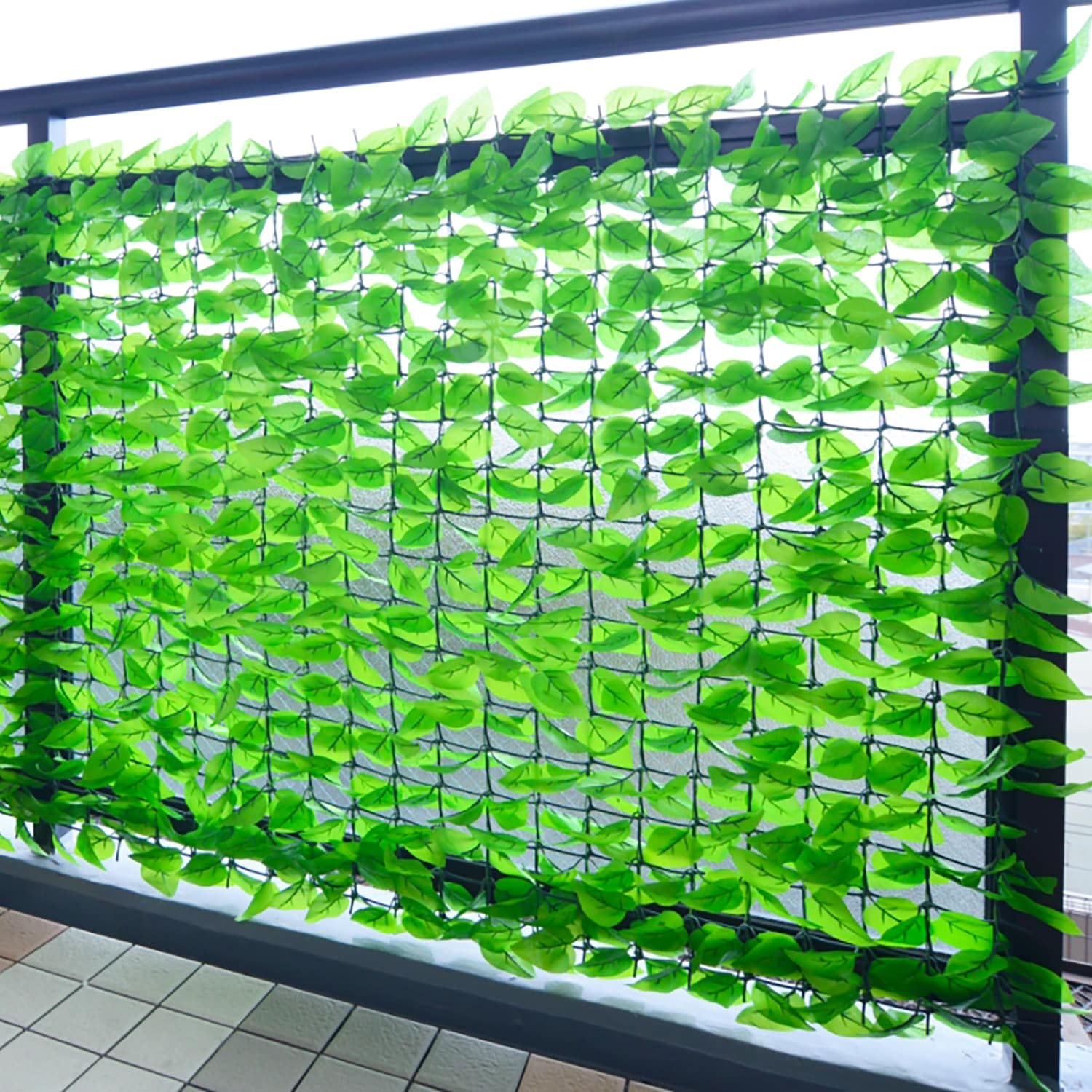 LLH-11C(LG) [山善] リーフラティス 約100×100cm ハードネットタイプ 目隠 装飾 フェイク ベランダ テラス グリーンフェンス グリーンカーテン 日差し 簡単設置 日よけ 日除け ライトグリーン LLH-11C(LG)
