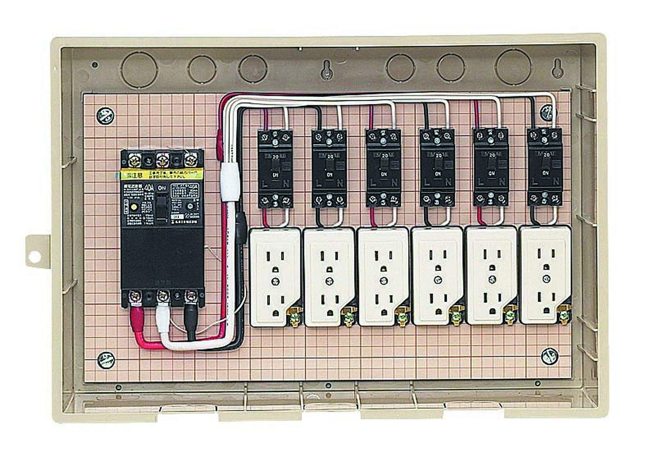 15-6C4 未来工業 屋外電力用仮設ボックス 漏電しゃ断器・分岐ブレーカ・コンセント内蔵 ELB組込品 15-6C4