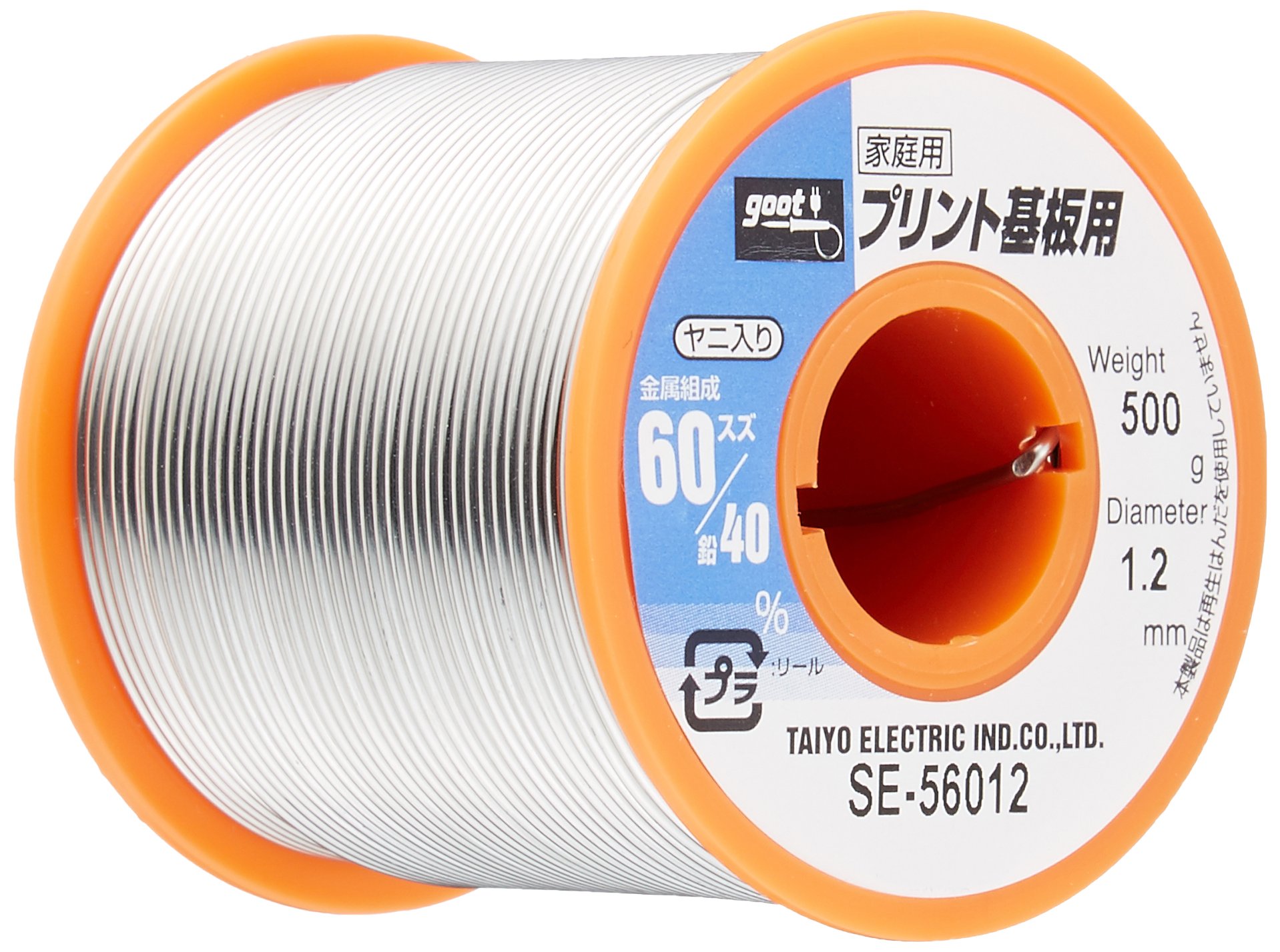 SE-56012 太洋電機産業(goot) 鉛入りはんだ φ1.2㎜ スズ60%/鉛40% 500gリール巻 ヤニ入り SE-56012 日本製