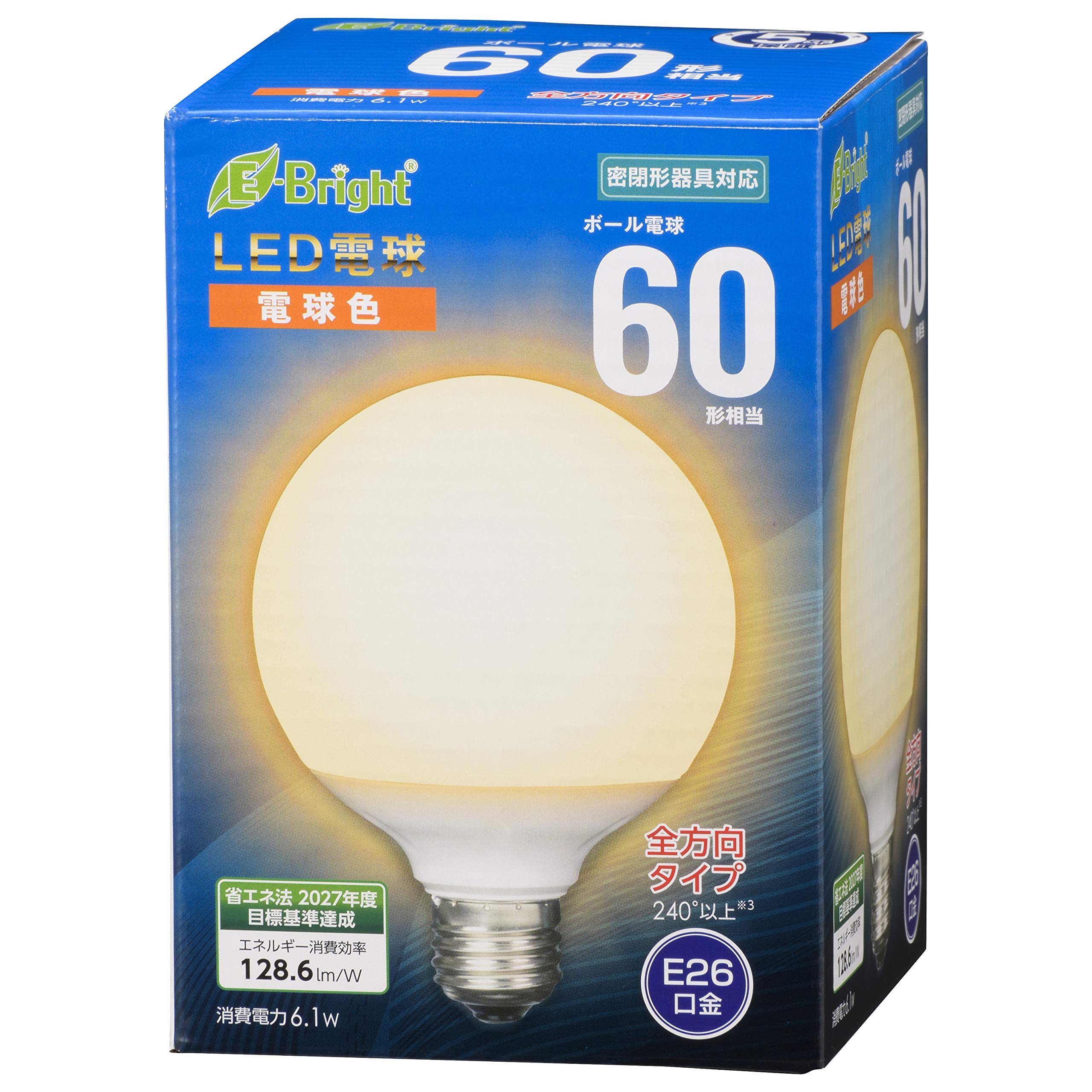 LDG6L-G AG24 オーム電機 LED電球 ボール球形(60形相当/785lm/電球色/G95/E26/全方向配光240°/密閉形器具対応)