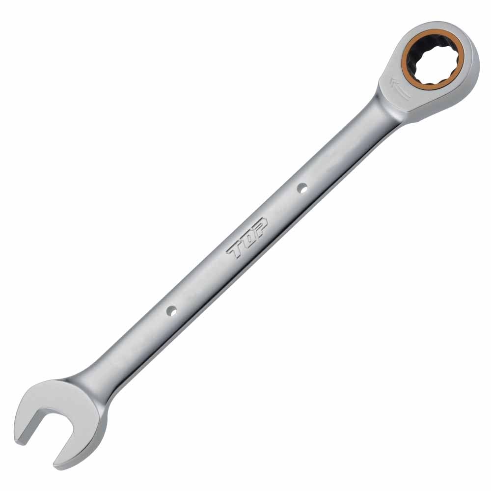 RCW-24 トップ (TOP) ラチェットコンビ 対辺24㎜ 本締め可能 送り角度5° セーフティーコード用 穴付き ギヤレンチ RCW-24